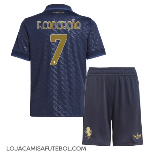 Camisa de Futebol Juventus Francisco Conceicao #7 Equipamento Alternativo Infantil 2024-25 Manga Curta (+ Calças curtas)